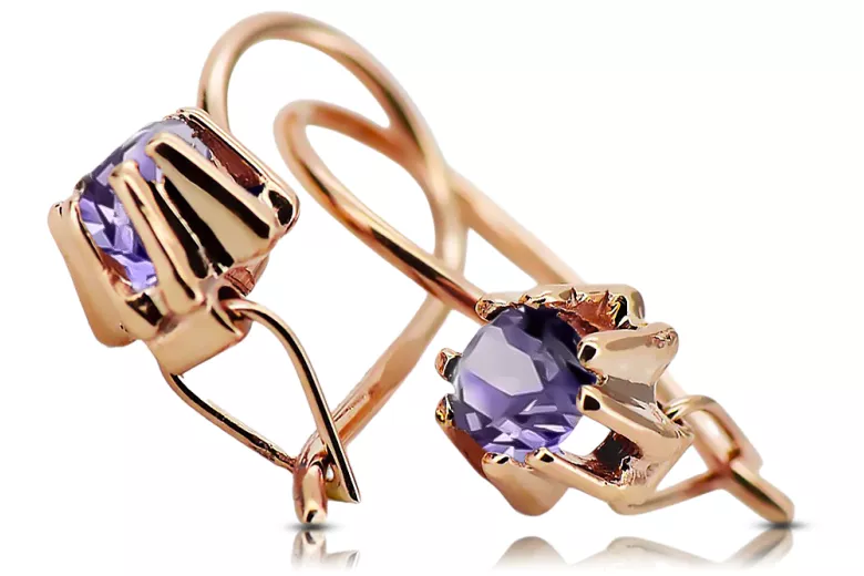 Original Vintage 14K Rose Gold Alexandrite Earrings Vintage craft vec053r
